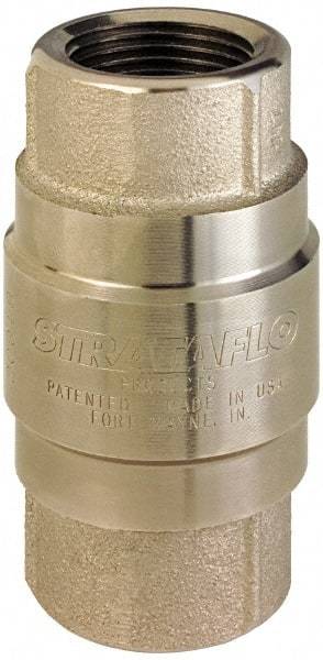 Strataflo - 2" Nickel Plated Brass Check Valve - Inline, FNPT x FNPT, 400 WOG - Exact Tool & Supply