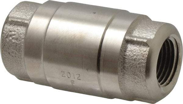 Strataflo - 1/2" Nickel Plated Brass Check Valve - Inline, FNPT x FNPT, 400 WOG - Exact Tool & Supply