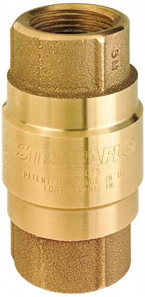 Strataflo - 1-1/4" Brass Check Valve - Inline, FNPT x FNPT, 200 WOG - Exact Tool & Supply