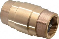 Strataflo - 1-1/2" Brass Check Valve - Inline, FNPT x FNPT, 200 WOG - Exact Tool & Supply