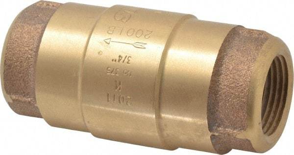 Strataflo - 3/4" Brass Check Valve - Inline, FNPT x FNPT, 200 WOG - Exact Tool & Supply