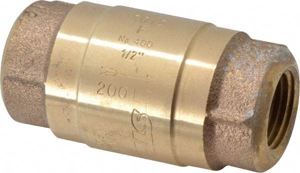 Strataflo - 1/2" Brass Check Valve - Inline, FNPT x FNPT, 400 WOG - Exact Tool & Supply