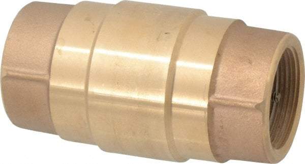 Strataflo - 1-1/2" Brass Check Valve - Inline, FNPT x FNPT, 400 WOG - Exact Tool & Supply