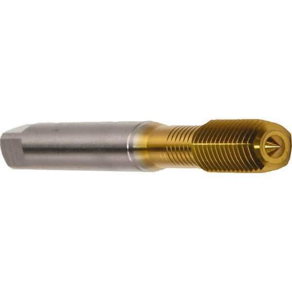 Emuge - M8x1.00 Metric Fine 6HX Modified Bottoming Thread Forming Tap - Cobalt, TiN Finish, 90mm OAL, 17mm Thread Length, Right Hand Thread, Series Druck - Exact Tool & Supply