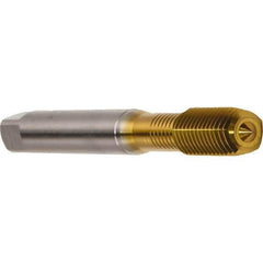 Emuge - M8x1.00 Metric Fine 6HX Modified Bottoming Thread Forming Tap - Cobalt, TiN Finish, 90mm OAL, 17mm Thread Length, Right Hand Thread, Series Druck - Exact Tool & Supply