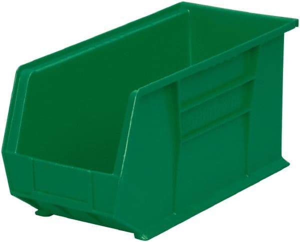 Akro-Mils - 60 Lb. Load Capacity, 18" Deep, Green Polymer Hopper Stacking Bin - 9" High x 8-1/4" Wide x 18" Long - Exact Tool & Supply