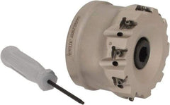 Iscar - 9 Inserts, 2-1/2" Cut Diam, 1" Arbor Diam, 0.315" Max Depth of Cut, Indexable Square-Shoulder Face Mill - 0/90° Lead Angle, 1-3/4" High, T490 LN.T 0804 Insert Compatibility, Through Coolant, Series Helitang - Exact Tool & Supply
