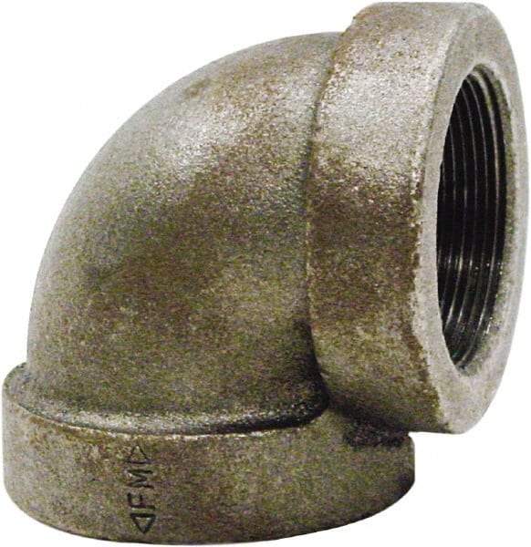Made in USA - Size 1-1/2", Class 125, Cast Iron Black Pipe 90° Elbow - 175 psi, FPT End Connection - Exact Tool & Supply
