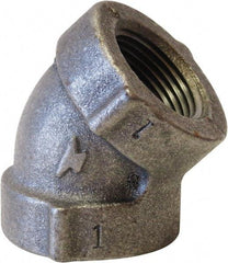 Made in USA - Size 3/4", Class 125, Cast Iron Black Pipe 45° Elbow - 175 psi, FPT End Connection - Exact Tool & Supply