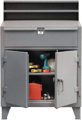 Strong Hold - 1 Drawer Shop Desk - 36 Inch Wide x 28 Inch Deep x 54 Inch High, Dark Gray - Exact Tool & Supply