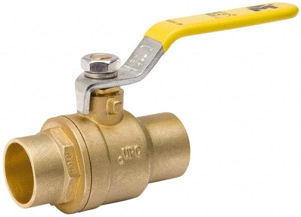 Value Collection - 1/2" Pipe, Full Port, Brass Packing Gland Ball Valve - Inline - Two Way Flow, C x C Ends, Lever Handle, 600 WOG, 150 WSP - Exact Tool & Supply
