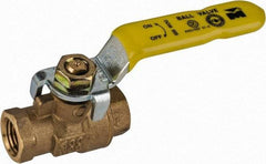 Value Collection - 3/8" Pipe, Full Port, Brass Packing Gland Ball Valve - Inline - Two Way Flow, IPS Ends, Lever Handle, 600 WOG, 150 WSP - Exact Tool & Supply