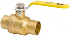 Value Collection - 3/4" Pipe, Full Port, Brass Side Drain Ball Valve - Inline - Two Way Flow, C x C Ends, Lever Handle, 500 WOG, 150 WSP - Exact Tool & Supply