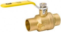 Value Collection - 1/2" Pipe, Full Port, Brass Side Drain Ball Valve - Inline - Two Way Flow, C x C Ends, Lever Handle, 500 WOG, 150 WSP - Exact Tool & Supply