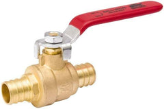 Value Collection - 1/2" Pipe, Full Port, Brass Standard Ball Valve - Inline - Two Way Flow, Pex Ends, Lever Handle, 600 WOG, 150 WSP - Exact Tool & Supply