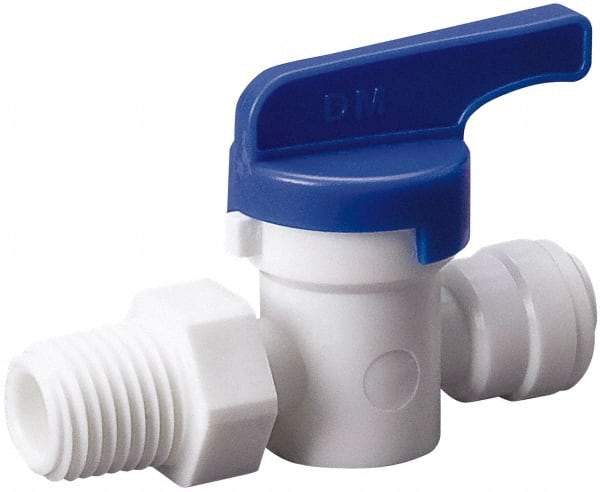 Value Collection - 3/8 x 3/8" Pipe, Full Port, Polysulfone Standard Ball Valve - Inline - Two Way Flow, Push Fit Ends, Lever Handle, 250 WOG, 200 WSP - Exact Tool & Supply