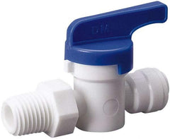 Value Collection - 3/8 x 3/8" Pipe, Full Port, Polysulfone Standard Ball Valve - Inline - Two Way Flow, Push Fit Ends, Lever Handle, 250 WOG, 200 WSP - Exact Tool & Supply