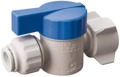 Value Collection - 1/4 x 1/2" Pipe, Full Port, Polysulfone Standard Ball Valve - Inline - Two Way Flow, Push Fit Ends, Lever Handle, 250 WOG, 200 WSP - Exact Tool & Supply