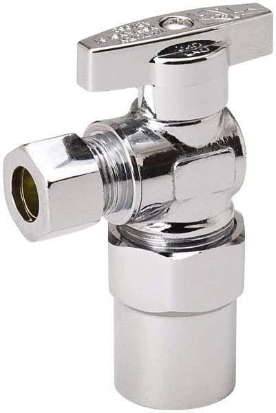 Value Collection - CPVC 1/2 Inlet, 125 Max psi, Chrome Finish, Brass Water Supply Stop Valve - 3/8 Compression Outlet, Angle, Chrome Handle, For Use with Any Water Supply Shut Off Application - Exact Tool & Supply