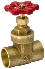 Value Collection - 3/4" Pipe, Class 150, C x C Brass Wedge Compact Gate Valve - 200 WOG, 200 WSP, Screw Over Bonnet, For Use with Water, Oil & Gas - Exact Tool & Supply