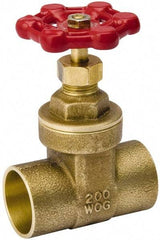 Value Collection - 1/2" Pipe, Class 150, C x C Brass Wedge Compact Gate Valve - 200 WOG, 200 WSP, Screw Over Bonnet, For Use with Water, Oil & Gas - Exact Tool & Supply