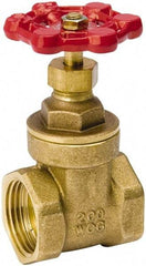 Value Collection - 1-1/4" Pipe, Class 150, IPS Brass Wedge Compact Gate Valve - 200 WOG, 200 WSP, Screw Over Bonnet, For Use with Water, Oil & Gas - Exact Tool & Supply