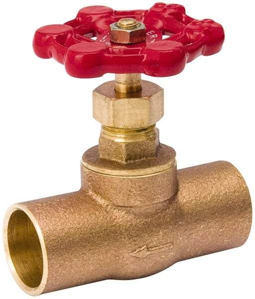 Value Collection - 3/4" Pipe, 125 psi WOG Rating, Brass, Stop Valve - Lobe Type Handle, C x C End Connections, Use with Water, Oil, Air - Exact Tool & Supply