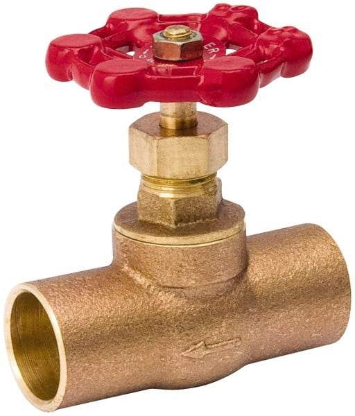 Value Collection - 1/2" Pipe, 125 psi WOG Rating, Brass, Stop Valve - Lobe Type Handle, C x C End Connections, Use with Water, Oil, Air - Exact Tool & Supply