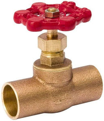 Value Collection - 1/2" Pipe, 125 psi WOG Rating, Brass, Stop Valve - Lobe Type Handle, C x C End Connections, Use with Water, Oil, Air - Exact Tool & Supply