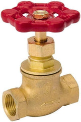 Value Collection - 3/4" Pipe, 125 psi WOG Rating, Brass, Stop Valve - Lobe Type Handle, IPS End Connections, Use with Water, Oil, Air - Exact Tool & Supply