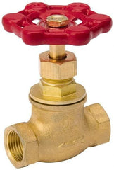 Value Collection - 1/2" Pipe, 125 psi WOG Rating, Brass, Stop Valve - Lobe Type Handle, IPS End Connections, Use with Water, Oil, Air - Exact Tool & Supply