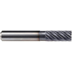 Emuge - 12mm Diam, 26mm LOC, 12 Flute Solid Carbide Roughing & Finishing End Mill - TiAlN Finish, 83mm OAL, 12mm Shank Diam, Cylindrical Shank, 40° Helix, Long Length - Exact Tool & Supply