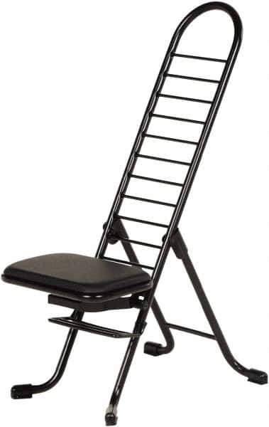 Vestil - 16-3/4" Wide x 21-1/4" Deep x 13" & 34" High, Steel Folding Chair with 1" Padded Seat - Black - Exact Tool & Supply