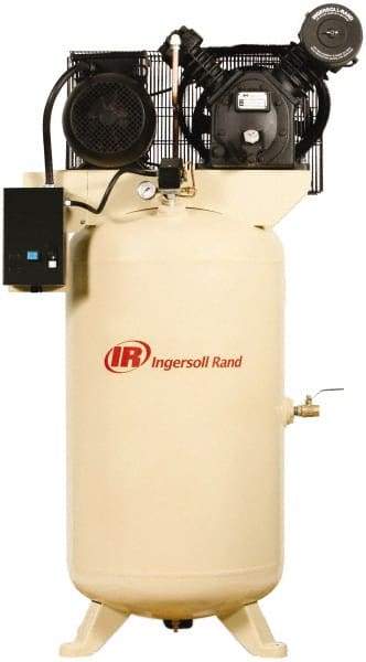 Ingersoll-Rand - 7.5 hp, 80 Gal Stationary Electric Vertical Air Compressor - Three Phase, 175 Max psi, 24 CFM, 230 Volt - Exact Tool & Supply