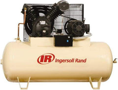 Ingersoll-Rand - 15 hp, 120 Gal Stationary Electric Horizontal Screw Air Compressor - Three Phase, 175 Max psi, 50 CFM, 230 Volt - Exact Tool & Supply