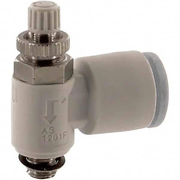 SMC PNEUMATICS - Speed & Flow Control Valves Valve Type: Flow Control Elbow Male Thread Size: 10-32 UNF - Exact Tool & Supply