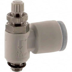 SMC PNEUMATICS - Speed & Flow Control Valves Valve Type: Flow Control Elbow Male Thread Size: 10-32 UNF - Exact Tool & Supply