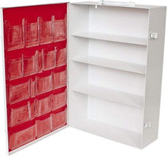 Medique - 15-1/8 Inch Wide x 5-1/8 Inch Deep x 21-1/8 Inch High, Fixed Industrial Empty First Aid Cabinet - Metal, Horizontal, 4 Shelves, White - Exact Tool & Supply