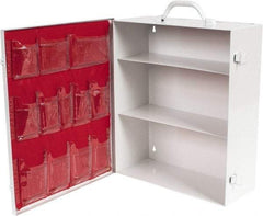 Medique - 15-3/4 Inch Wide x 5-3/8 Inch Deep x 16-3/4 Inch High, Fixed Industrial Empty First Aid Cabinet - Metal, Horizontal, 3 Shelves, White - Exact Tool & Supply
