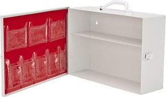 Medique - 15-1/4 Inch Wide x 4-3/4 Inch Deep x 10-1/4 Inch High, Fixed Industrial Empty First Aid Cabinet - Metal, Horizontal, 2 Shelves, White - Exact Tool & Supply