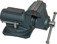 Wilton - 4" Jaw Width, 2-1/4" Opening Capacity, 2" Throat Depth, Steel Swivel Bench Vise - Bolt Down Base Attachment, 10.1" Long x 5.3" Wide x 5.3" High - Exact Tool & Supply