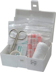 Medique - 35 Piece, 5 Person, Multipurpose/Auto/Travel First Aid Kit - 5" Wide x 2" Deep x 3-1/2" High, Plastic Case - Exact Tool & Supply