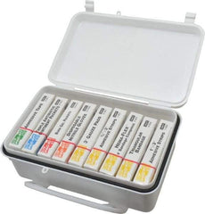 Medique - 10 & 9 Piece, 10 Person, Refill for Industrial First Aid Kit - 7-7/16" Wide x 2-3/8" Deep x 4-5/8" High, Plastic Case - Exact Tool & Supply
