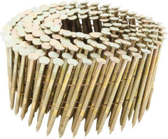 Stanley Bostitch - 12 Gauge 0.113" Shank Diam 2-3/8" Long Framing Nails for Power Nailers - Steel, Galvanized Finish, Ring Shank, Coil Wire Collation, Round Head, Chisel Point - Exact Tool & Supply