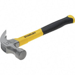 Stanley - 20 oz Head, Straight Rip Claw Hammer - 12.8" OAL, Steel Head, 1.18" Face Diam, Smooth Face, Fiberglass Handle with Grip - Exact Tool & Supply