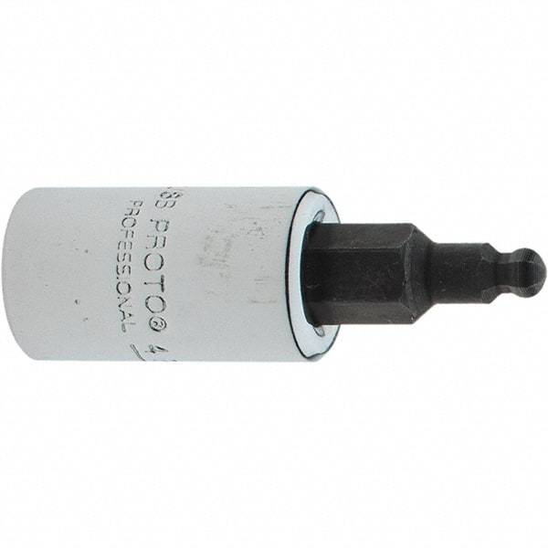Proto - 1/4" Drive, 1/8" Hex Bit Socket - 1-1/2" OAL, 1.047" Bit Length, Ball End - Exact Tool & Supply