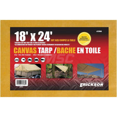Erickson Manufacturing - Tarps & Dust Covers; Material: Canvas ; Width (Feet): 18.00 ; Grommet: Yes ; Color: Beige ; Length: 24 ; Additional Information: Finished Size May Vary Due to Hem Allowance - Exact Tool & Supply