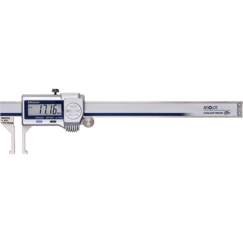 Mitutoyo - Electronic Calipers; Minimum Measurement (Decimal Inch): 0.4000 ; Maximum Measurement (Decimal Inch): 6 ; Maximum Measurement (mm): 150.00 ; Accuracy Plus/Minus (Decimal Inch): 0.0020 ; Resolution (Decimal Inch): 0.0005 ; Resolution (mm): 0.01 - Exact Tool & Supply