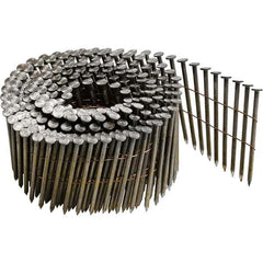 DeWALT - 11 Gauge 2.38" Long Roofing Nails for Power Nailers - Steel, Bright Finish, Smooth Shank, Coil Collation, Round Head, Blunt Diamond Point - Exact Tool & Supply