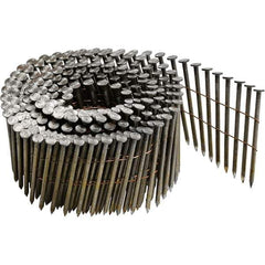 DeWALT - 13 Gauge 2" Long Roofing Nails for Power Nailers - Steel, Bright Finish, Smooth Shank, Coil Collation, Round Head, Blunt Diamond Point - Exact Tool & Supply